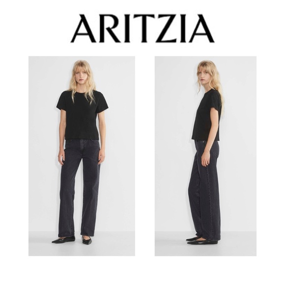 Denim Forum The Farrah Hi-Rise Wide Jean in eyeliner black - size 23 - Picture 1 of 12